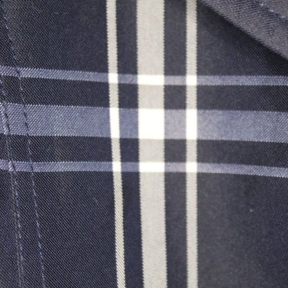 Zara Basic Plaid Trench Jacket Coat Navy H10451 - Picture 5 of 13